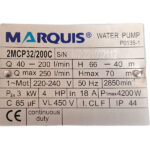پمپ 4 اسب 2 پروانه تکفاز موتوربزرگ مارکوئیس مدل 2MCP32/200C - Image 2